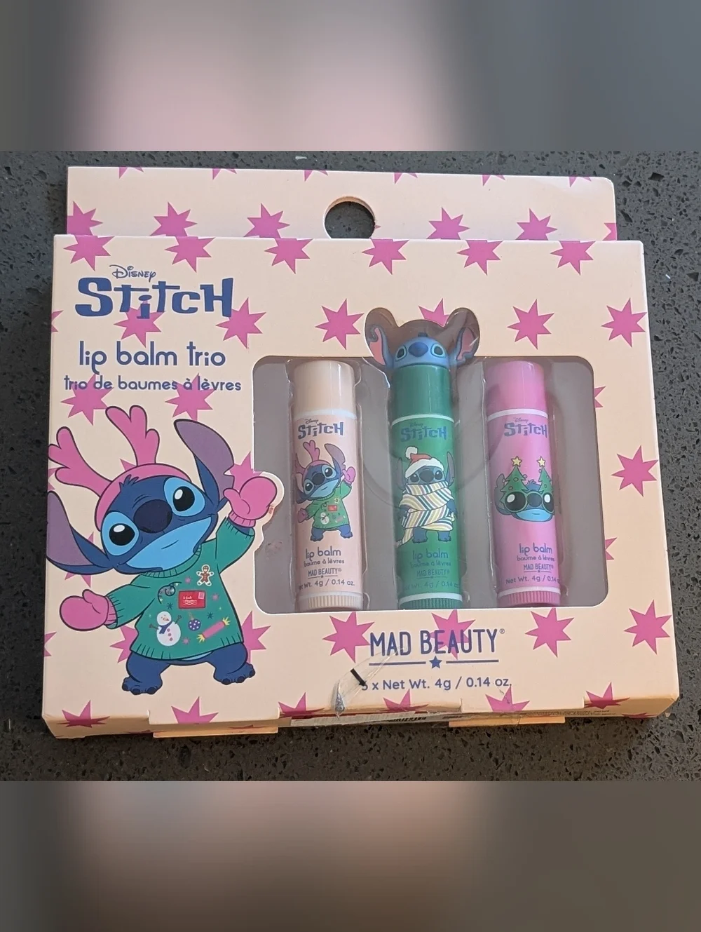 Mad Beauty Disney Stitch Lip Balm Trio - Pink, Green, Cream